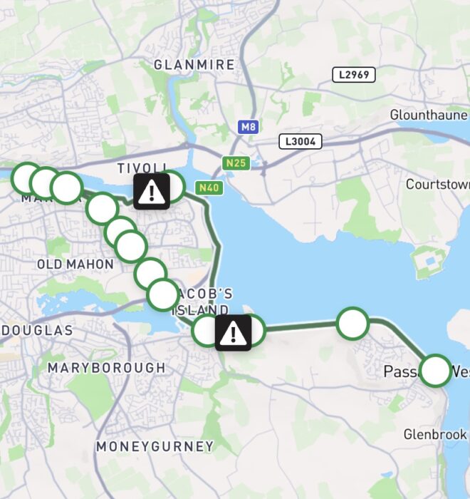 Map of Cork Marina to Passage West Greenway