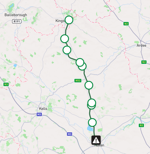 Map of Boyne Valley to Lakelands Greenway
